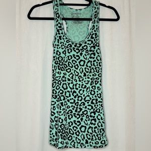 Juniors No Boundaries Racer back tank top teal leopard print